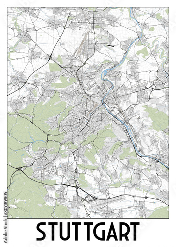 Stuttgart, Germany map poster art