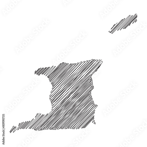 Trinidad and Tobago thread map line vector illustration