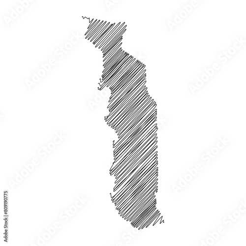 Togo thread map line vector illustration