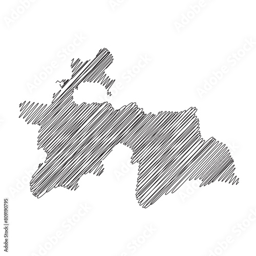 Tajikistan thread map line vector illustration