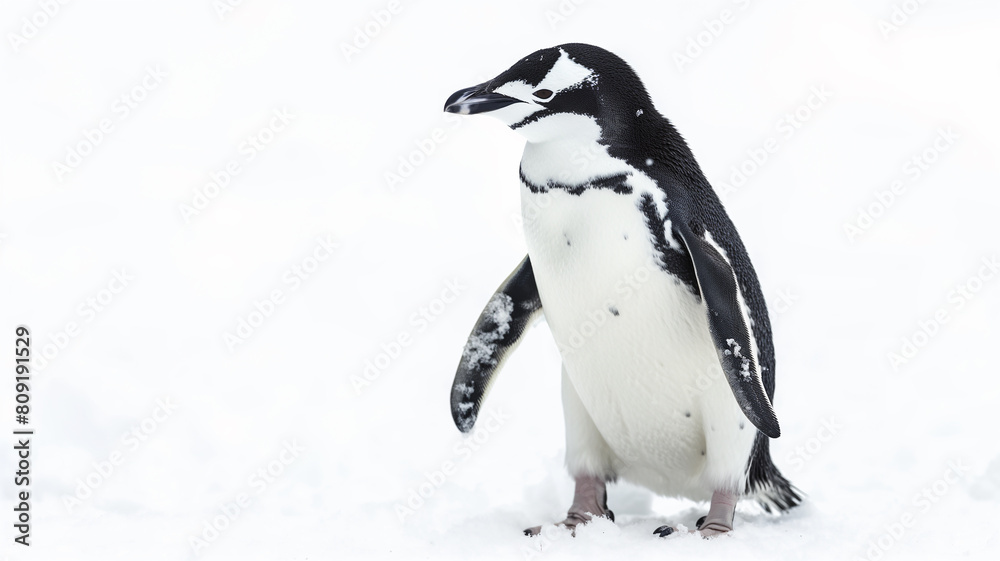 Fototapeta premium Adorable Penguin in the Snow isolated on a white background