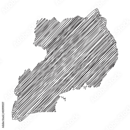 Uganda thread map line vector illustration