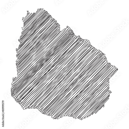 Uruguay thread map line vector illustration