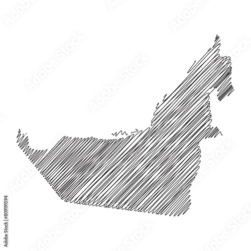 United Arab Emirates thread map line vector illustration