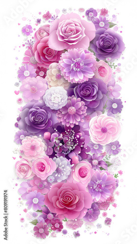 A bouquet of flowers with a variety of colors including pink  purple  and white