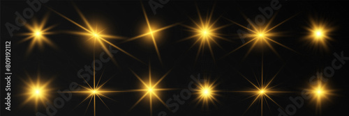 Spark of light.The star flashes brightly.Set of glowing effects.