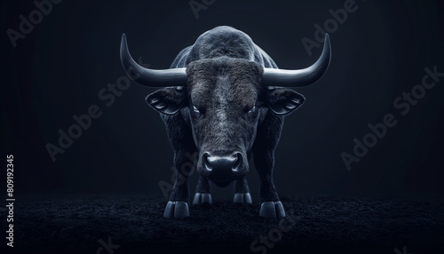 Dark portrait of a menacing bull © gearstd
