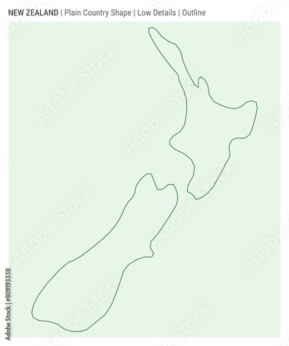 New Zealand plain country map. Low details. Outline style. Shape of New Zealand. Vector illustration.