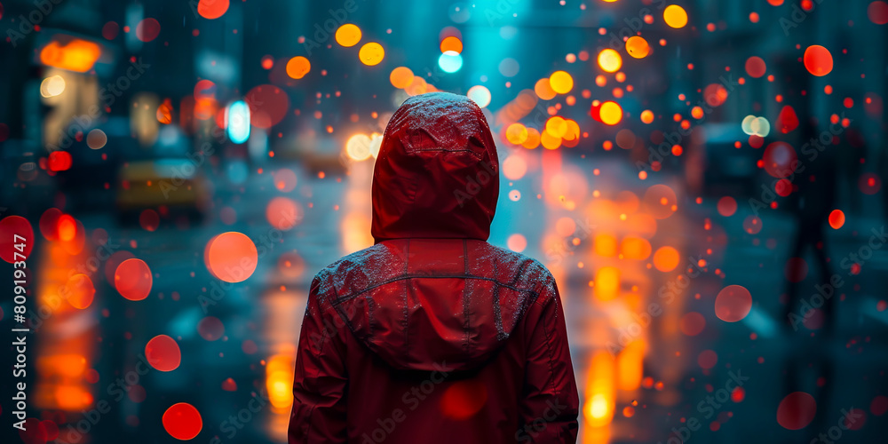 Fototapeta premium Mystical Landscape: Enigmatic Figure in the Emotive Scene