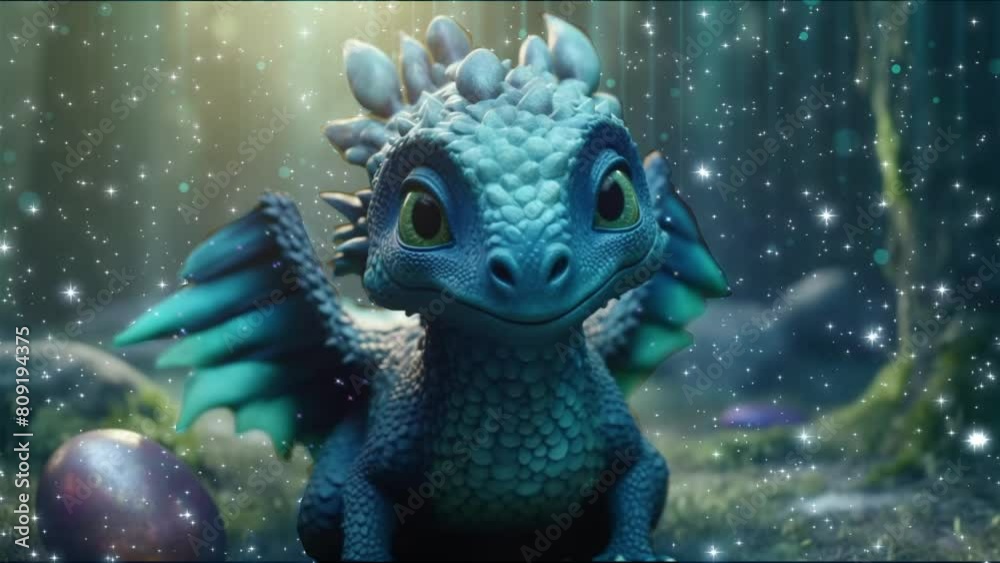 Cartoon dragon. A dragon with eggs all around Cartoon dragon. A dragon with eggs all around