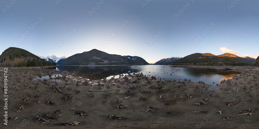 Aerial 360 Panorama of Lake and Canadian Mountain Landscape. BC, Canada Aerial 360 Panorama of Lake and Canadian Mountain Landscape. BC, Canada