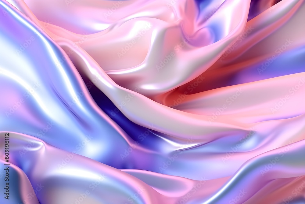 Obraz premium Luxury 3d silk texture purple background. Fluid iridescent holographic neon curved wave in motion pink and purple elegant background. Silky cloth luxury fluid wave banner.