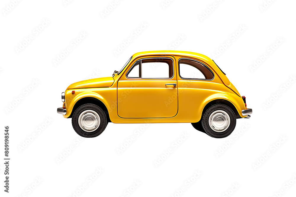 Yellow Toy Retro Car, a Nostalgic Delight, Captured on transparent background