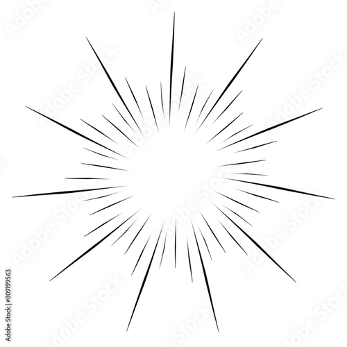 Hand drawn retro sunburst rays design elements