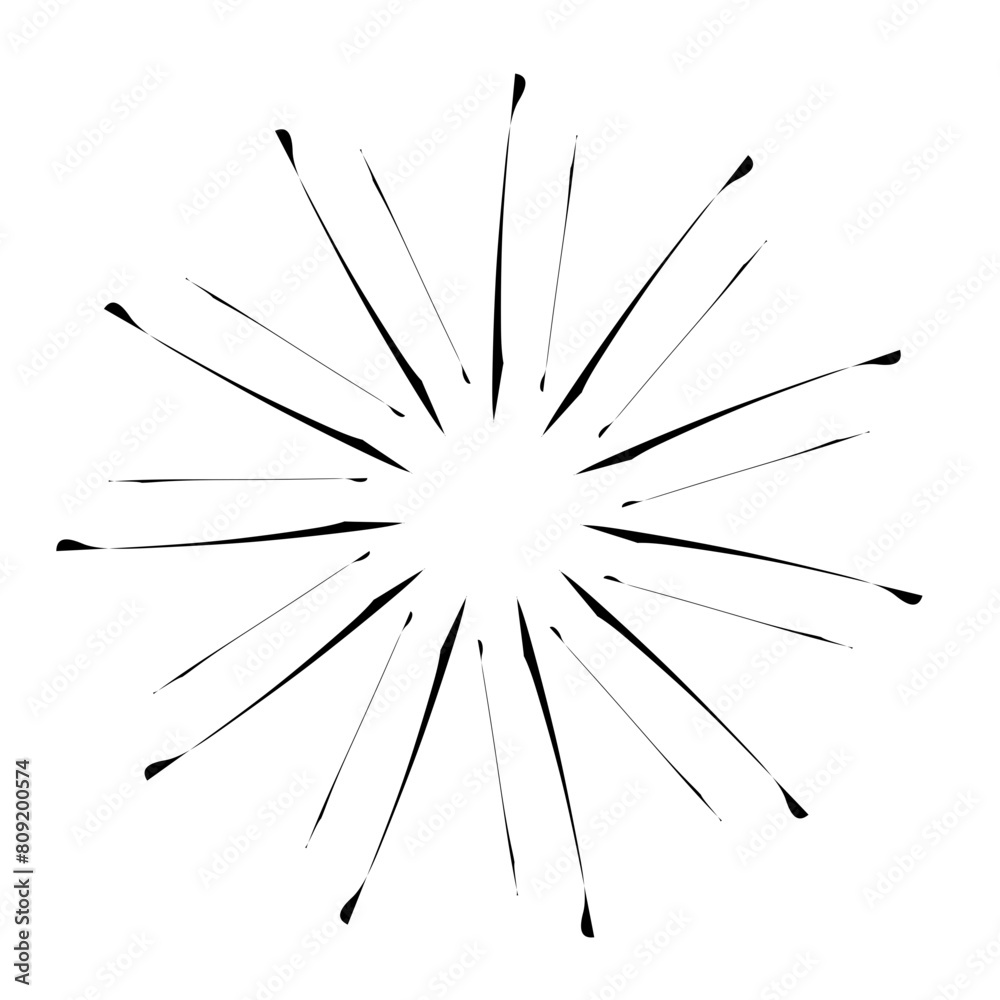 Obraz premium Hand drawn retro sunburst rays design elements