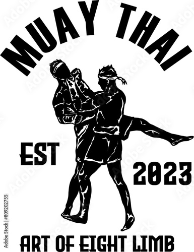 illustration vector muay thai poster style