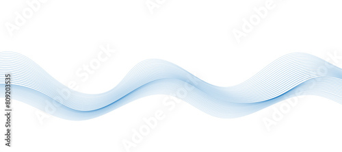 Abstract vector modern background with blue wavy lines and particles.