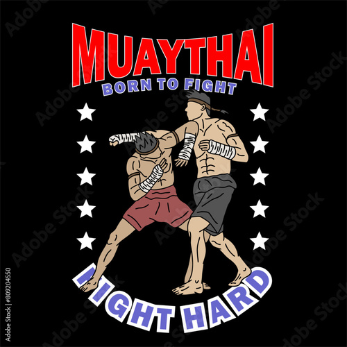 illustration vector muay thai poster style