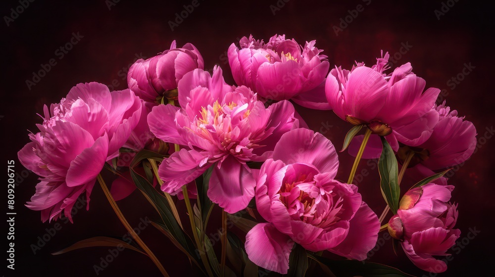 Obraz premium Close up of a blooming pink peony