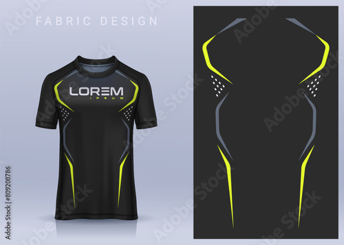 Fabric textile design for Sport t-shirt, Soccer jersey mockup for football club. uniform front view.	