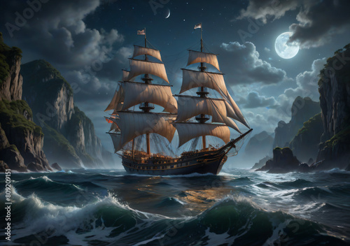 pirate ship sailing