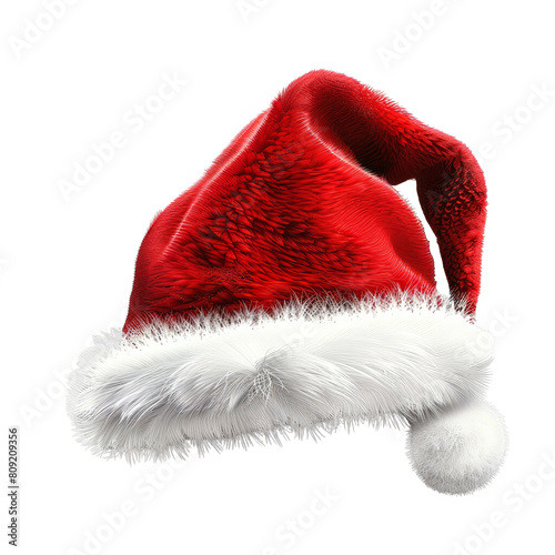 Santa hat, Classic Christmas accessory. isolated on white background, png
 photo