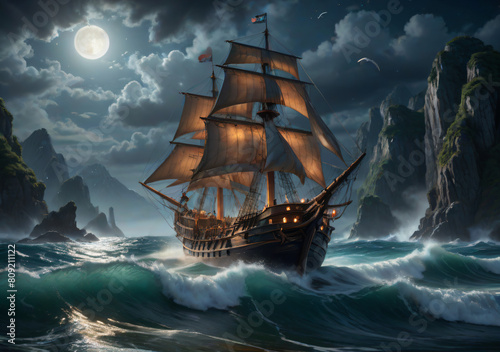 pirate ship sailing