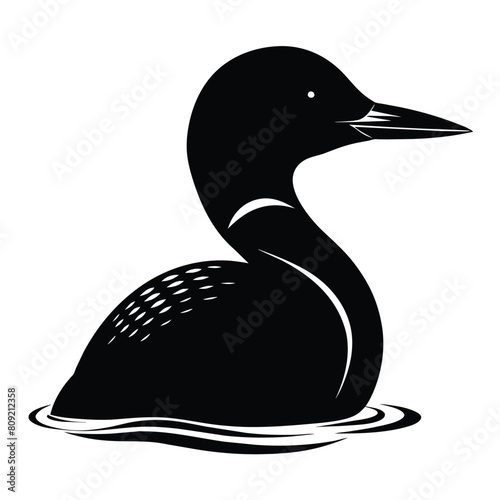 Loon black silhouette an white background