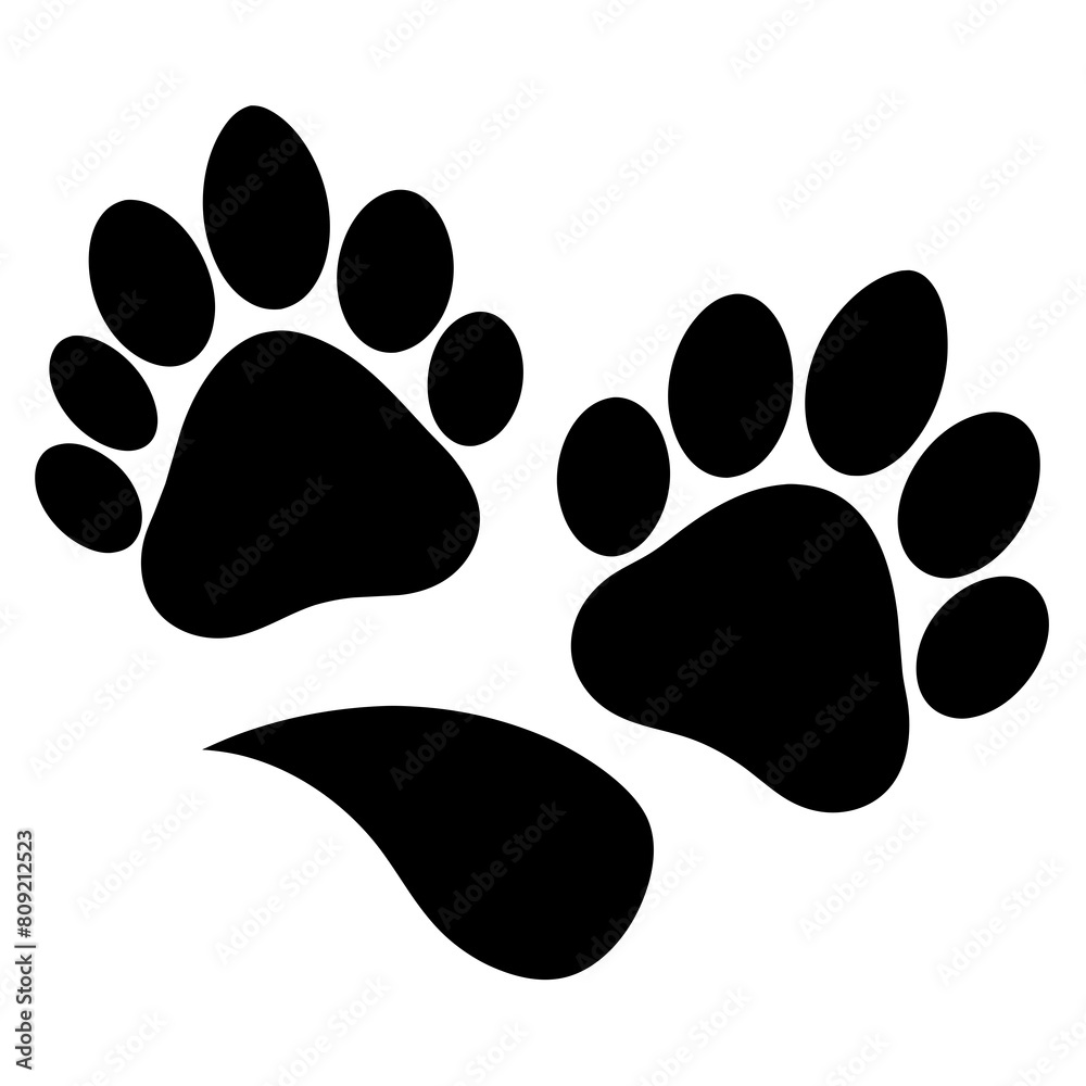 Fototapeta premium Dog and cat paw vector silhouette an white background