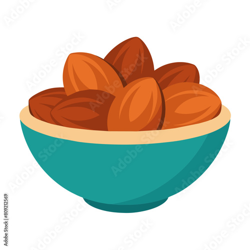 Bowl of Sweet Almonds Vector - food blogs, nutritional information brochures, recipe websites