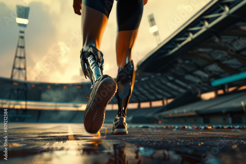 Close-up of an athlete with prosthetic legs photo