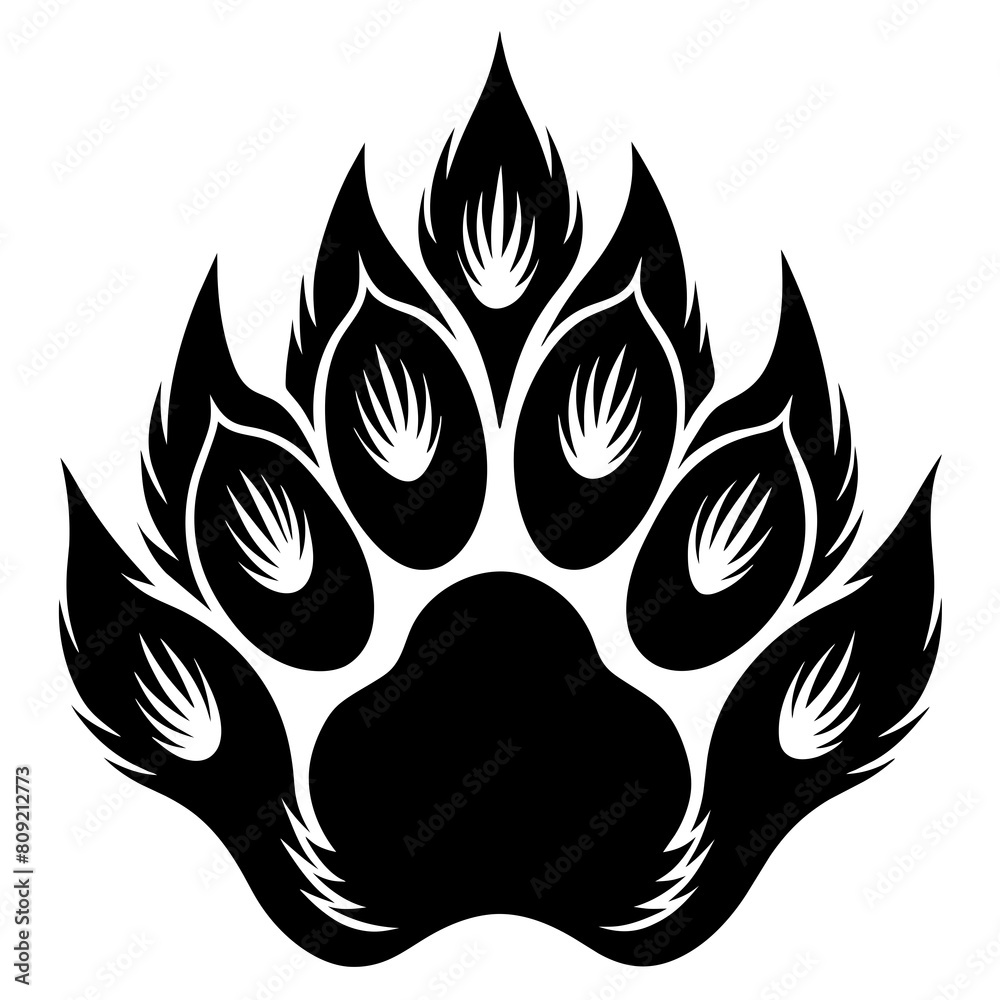 Wolf paw vector silhouette an white background Wolf paw vector silhouette an white background