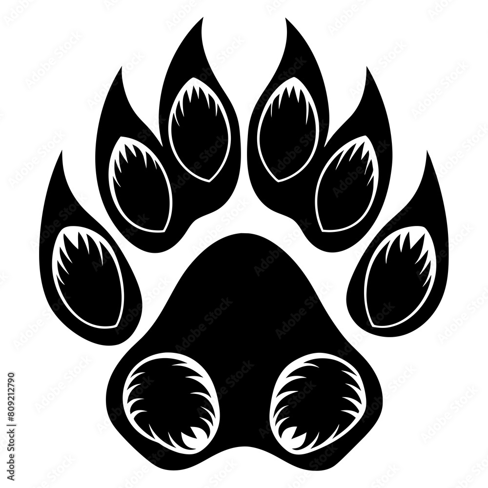 Wolf paw vector silhouette an white background Wolf paw vector silhouette an white background