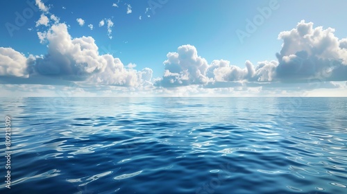 A tranquil sea scene under a cloudy sky  capturing the serene and undisturbed state of the ocean in calm weather