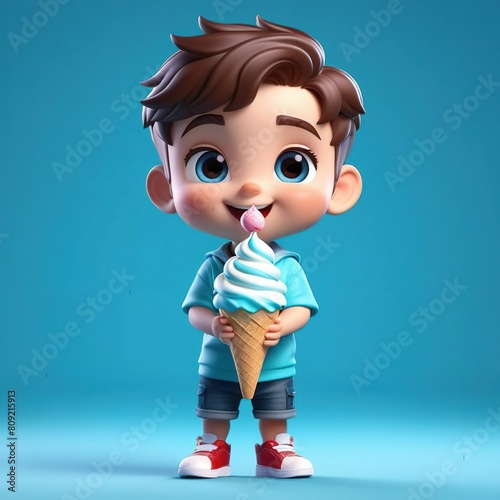 Cute boy holding ice cream in his hands