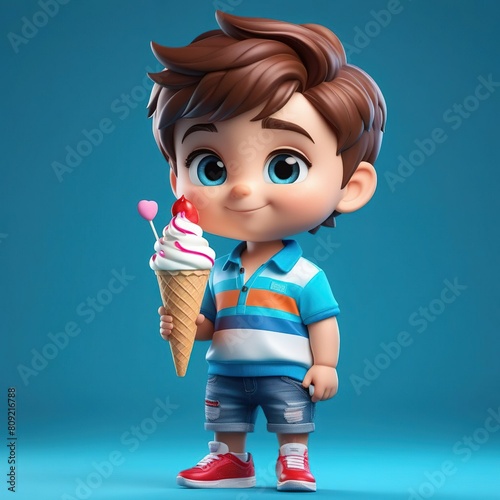 Cute boy holding ice cream in his hands