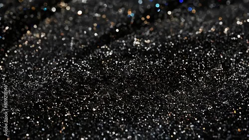 black glitter animated background with sparkle shine waves photo