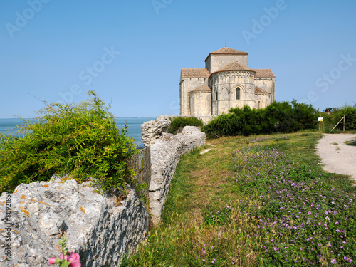 Church of  Sainte Radegonde on the cliff at Talmont sur Gironde, a commune in the Charente-Maritime department in the Nouvelle-Aquitaine region in southwestern France.  photo