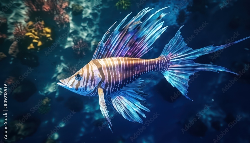 Ikan marlin besar di lautan biru, pemandangan hewan lautan yang memukau Ikan marlin besar di lautan biru, pemandangan hewan lautan yang memukau