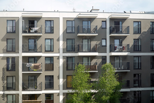 Modern multistorey building with balconies