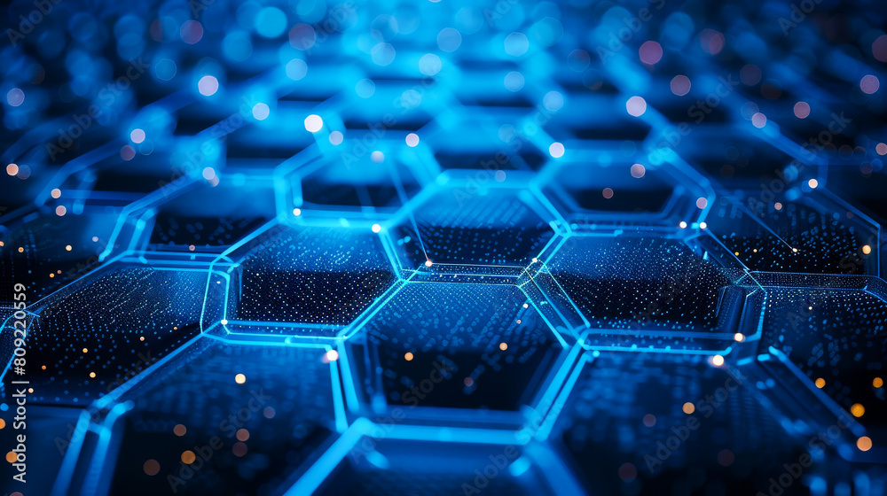 Obraz premium Abstract High-Tech Network Design in Blue and White 