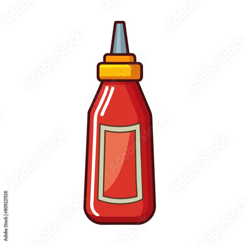 tomato ketchup bottle isolated on white background vector illustration