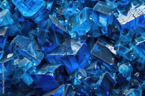 Magnified Close-up of Blue Copper Sulfate Crystals - Vitriol Sulfate Sample under Microscopy photo