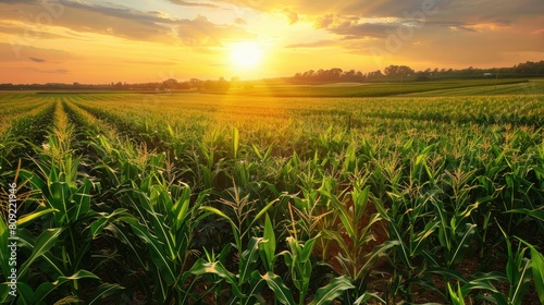 Iowa Corn Fields at Sunset  Captivating Landscape of Nature s Beauty