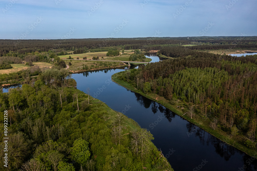 Beautiful aerial view of the Neris River in Lithuania Beautiful aerial view of the Neris River in Lithuania