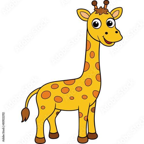 American Giraffe  Cartoon Vector Illustration