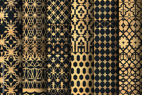Assorted Patterns on Black Background