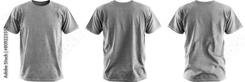 Heather Grey T Shirt Bundle Pack - Adult Apparel with Three Styles of Blank Casual Attire. Isolated