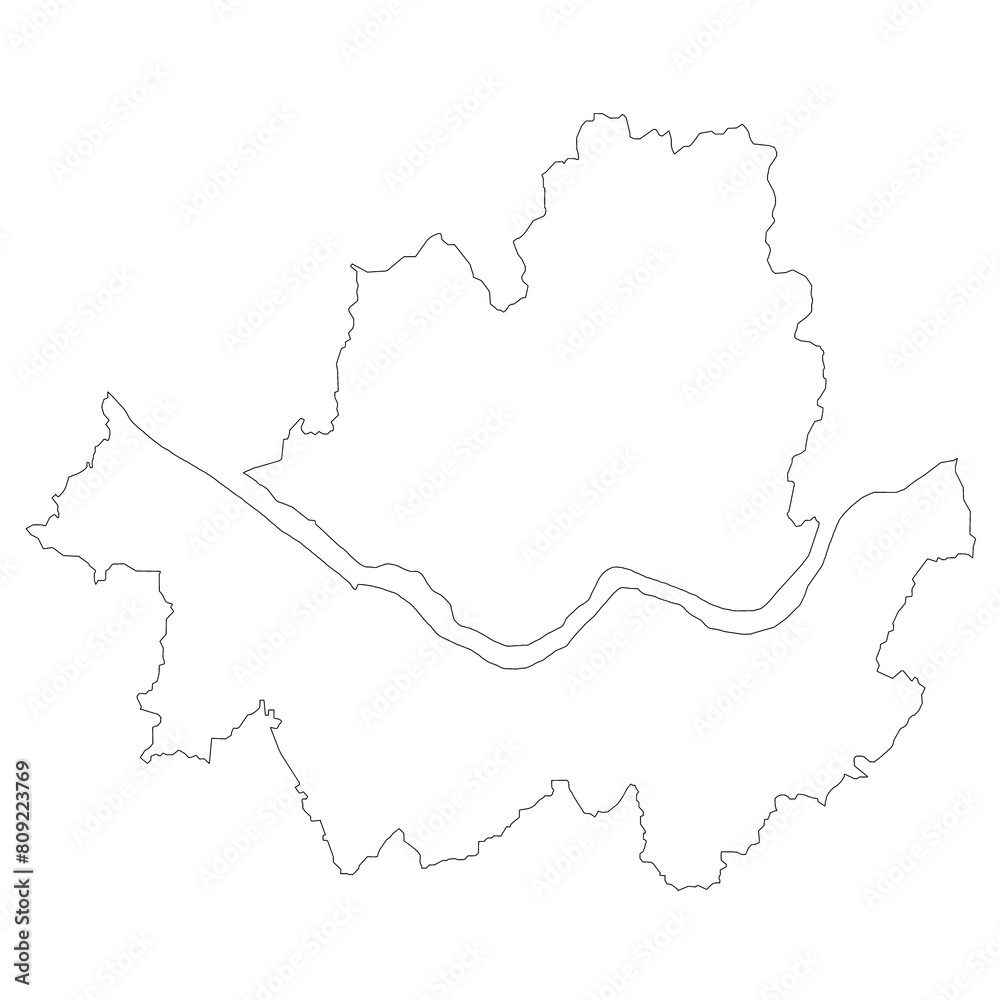 Seoul outline map. administrative map of the South Korean Seoul City