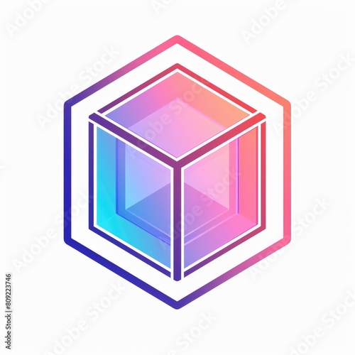 Geometric Hexagonal Prism. Colorful Outline Icon of Hexagonal Prism. Geometry Object